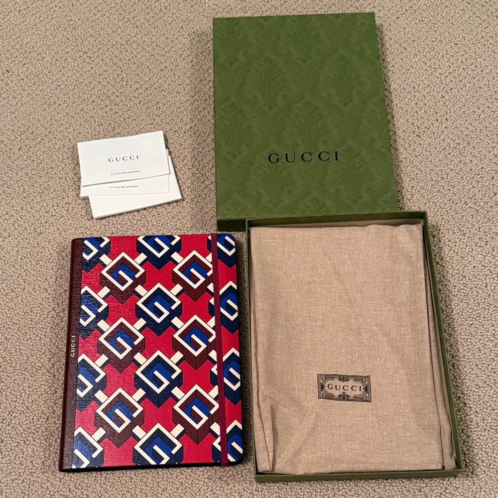 Gucci Red and Blue Geometric Pattern notebook